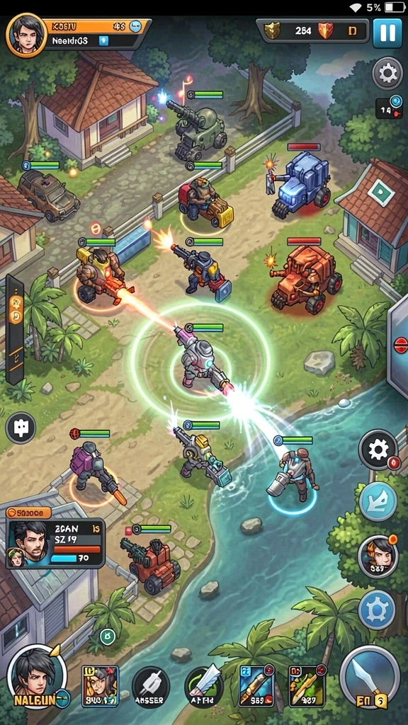 Screenshot dari level berikutnya dengan latar belakang fantastis.